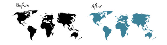 颜色变化PowerPoint中的世界地图的颜色