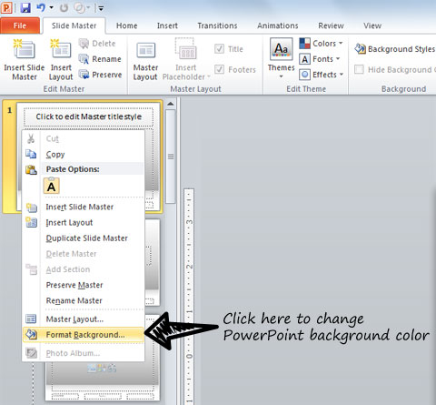 كيفية تغيير لون الخلفية في PowerPoint 2010