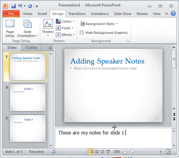 วิธีการเพิ่มบันทึกภาพนิ่ง PowerPoint