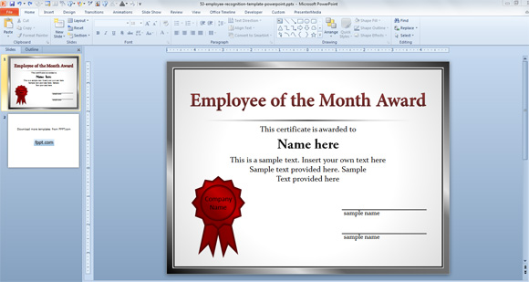 Employee Free do modelo de Mês de reconhecimento do empregado no PowerPoint