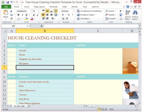 free-casa-curățare-lista de verificare-template-pentru-Excel-1