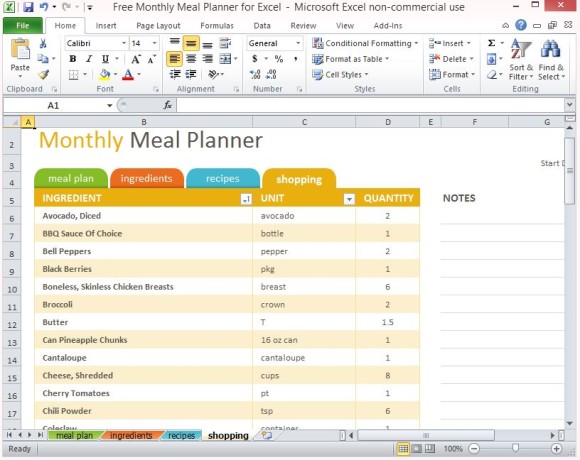 免費每月餐籌辦換Excel的4