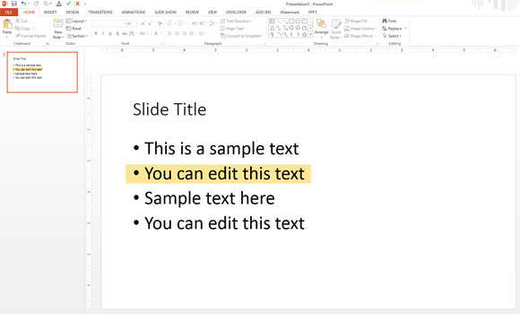 Teks Sorot PowerPoint 2013