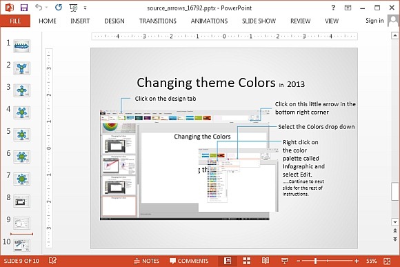 Изменить цвет диаграммы в powerpoint