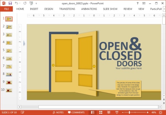 Animasi Terbuka & Closed Doors PowerPoint Template
