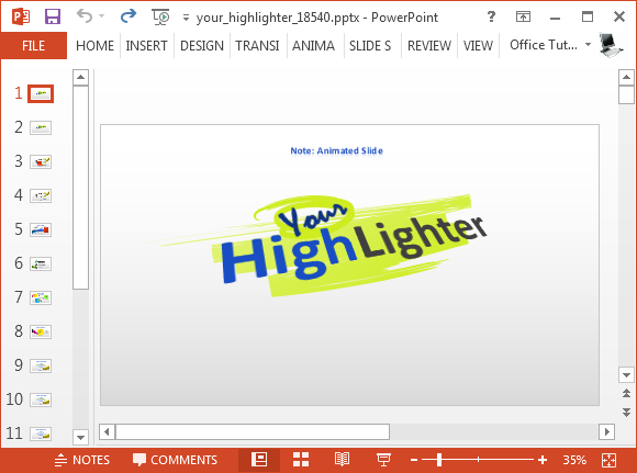 Wyróżnij slajdy PowerPoint Z animacje z Highlighter Szablon