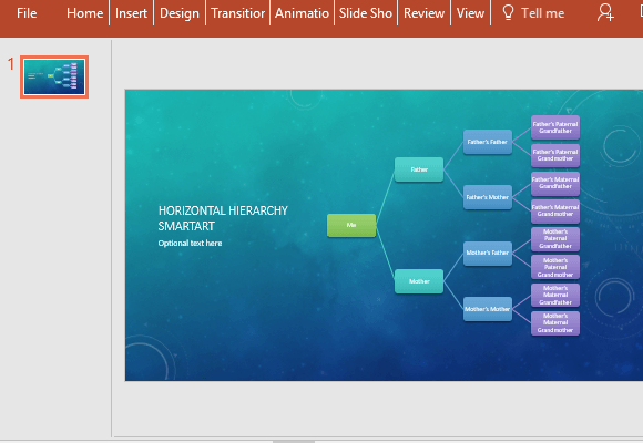 PowerPoint için Yatay Family Tree Grafik Şablon