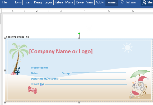 Lato Gift Certificate Template for Word