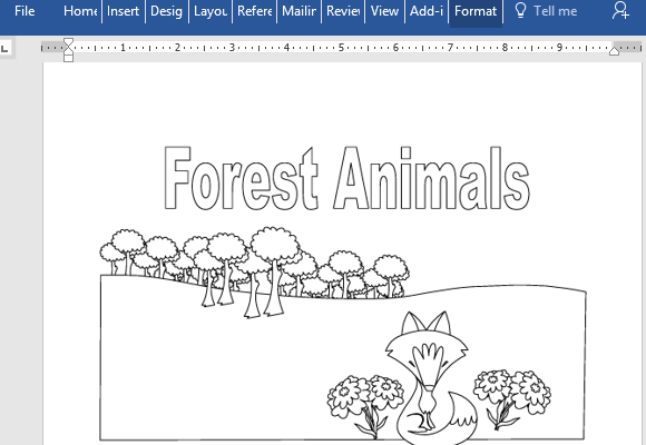 Forest Animals edukacyjne Coloring Book for Word