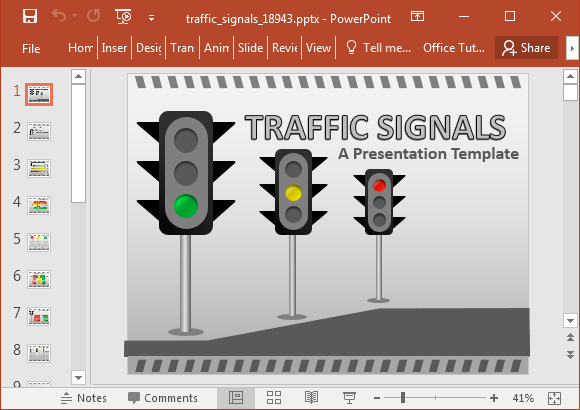 動畫交通信號的PowerPoint模板