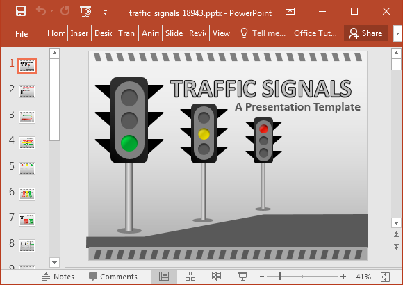 Animated Traffic Signals PowerPoint Template