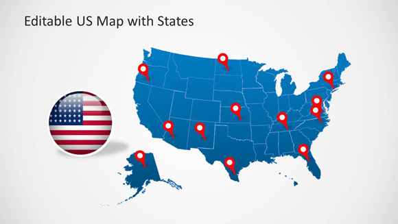 USA map modèle pour PowerPoint