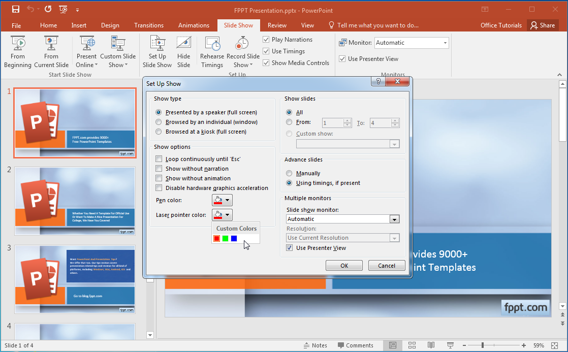 Comment activer pointeur laser dans PowerPoint 2016