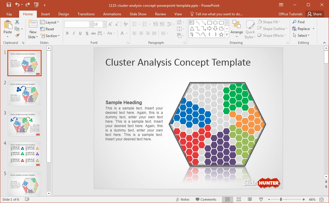 modelo do PowerPoint análise de cluster