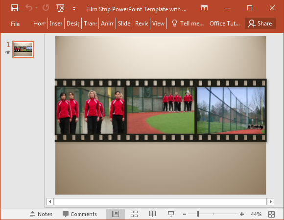 bande de film modèle PowerPoint avec l'échantillon vidéo