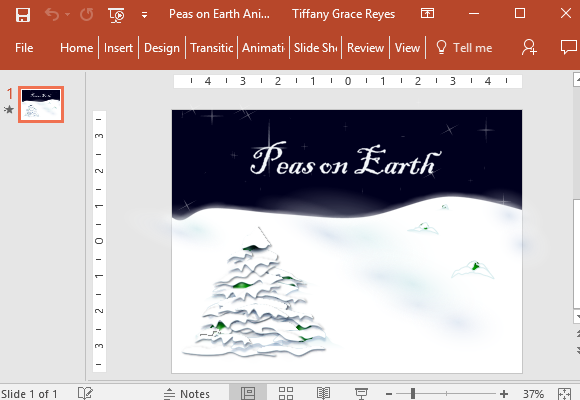 地球アニメーションクリスマスPowerPointのテンプレートにピーズ