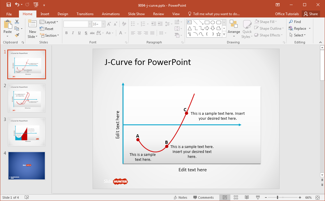 免费-J-曲线的PowerPoint模板