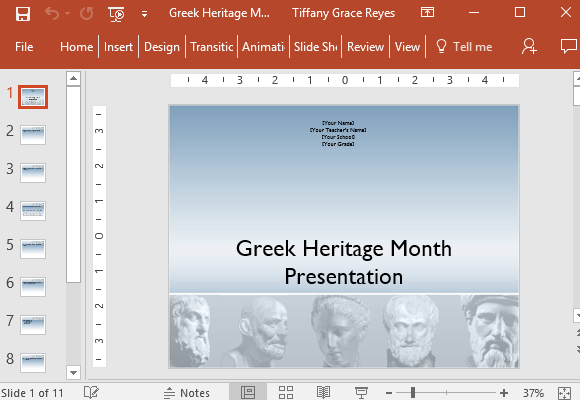 Шаблон Греческий наследия Месяц PowerPoint