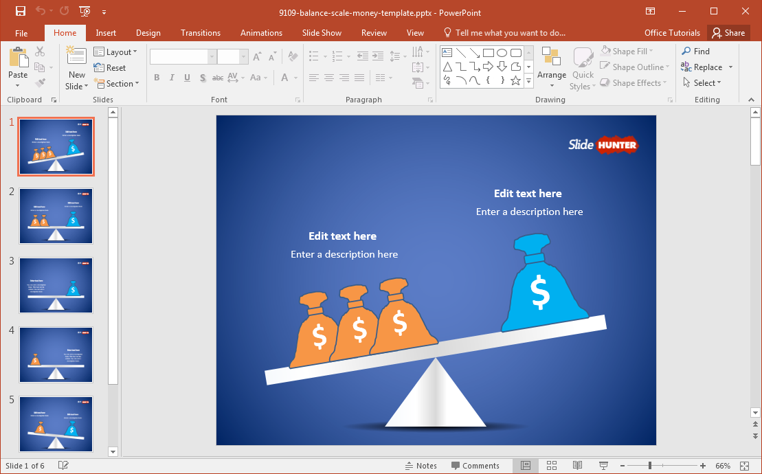 Free Balance Scale With Money Bags PowerPoint Template