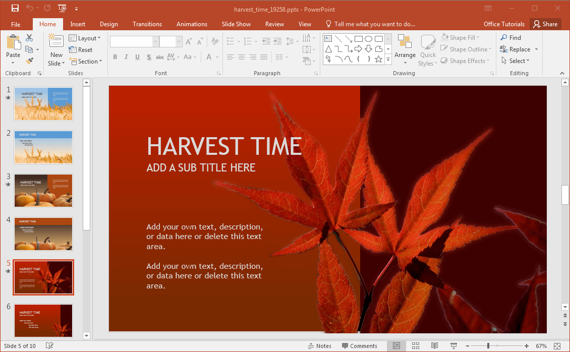 秋 - 葉 - スライドのデザイン
