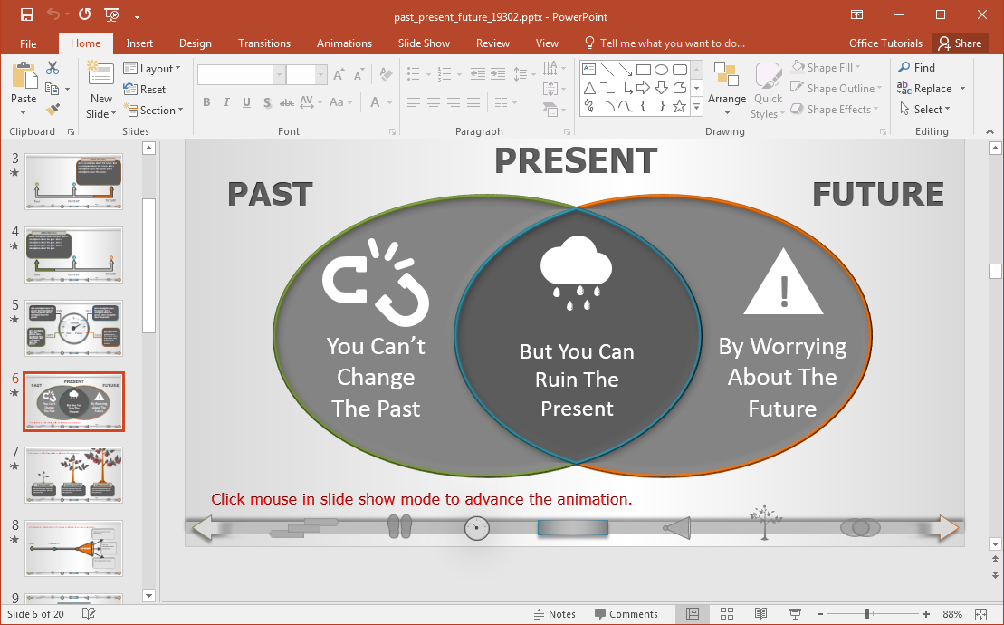 インフォグラフィック-スライド用-過去 - 現在 - と未来