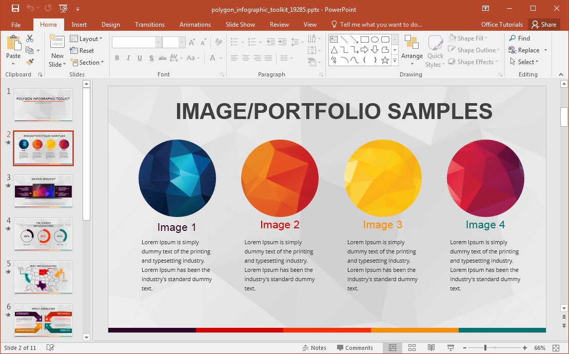 รูปหลายเหลี่ยม Infographic แม่แบบสำหรับ PowerPoint