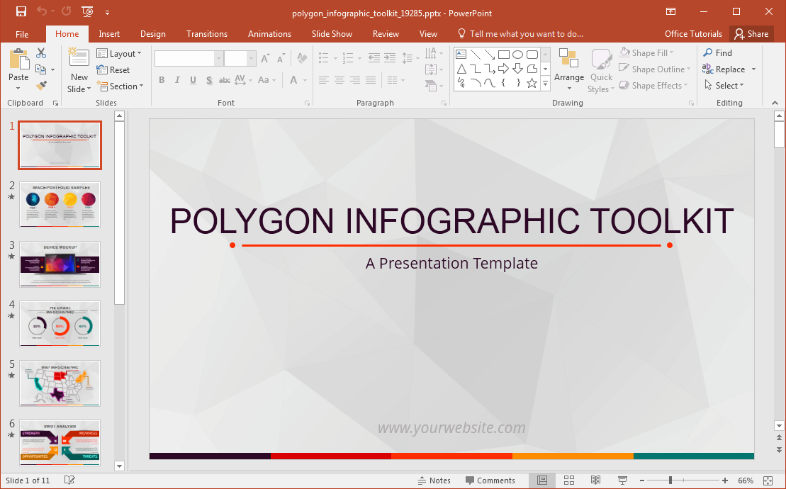Animierte Polygon Infografik Vorlage für Powerpoint