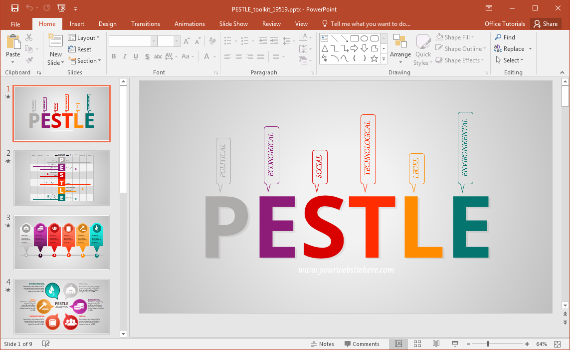 Animated PESTLE Analisi modello presentazione Per PowerPoint