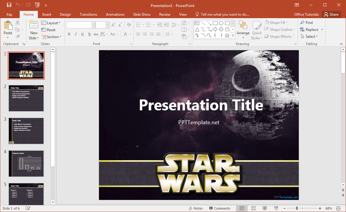 Ücretsiz Yıldız Savaşları PowerPoint Şablon
