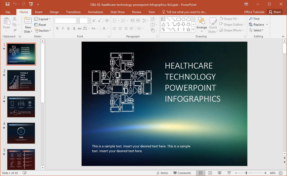 PowerPoint için Sağlık Teknoloji İnfografikler Şablon