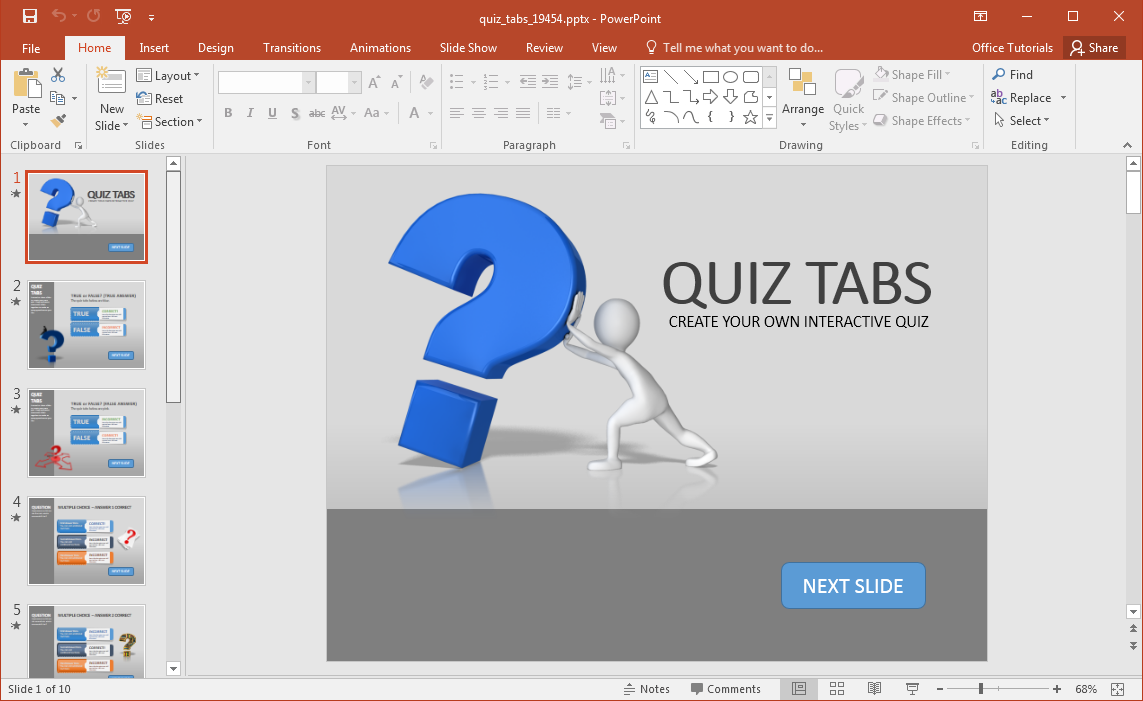Buat Kuis dalam PowerPoint Dengan Quiz Tab PowerPoint Template