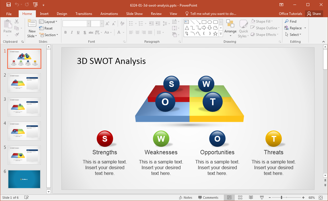 3D-SWOT分析 - パワーポイントテンプレート