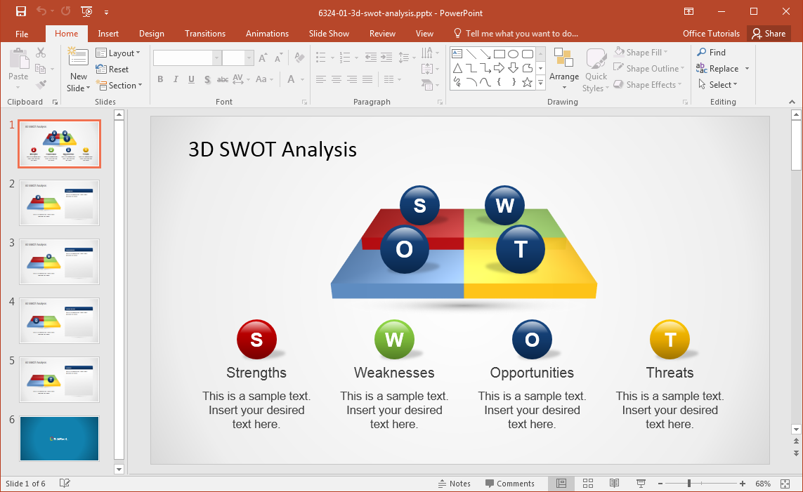 3D SWOT 파워 포인트 템플릿