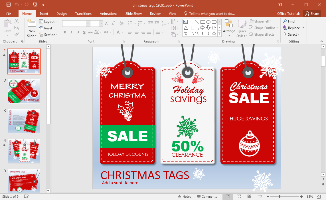 Animated Christmas Tags PowerPoint Template
