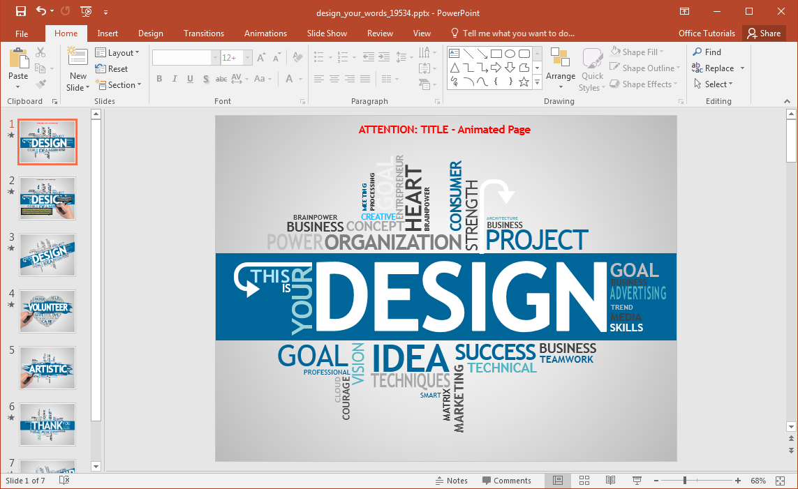 Animate de design Cuvintele dvs. de șabloane PowerPoint