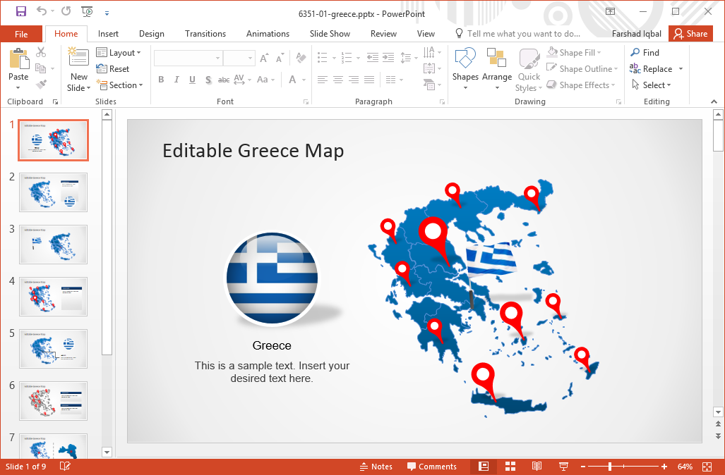 editável-Grécia-map-de-powerpoint
