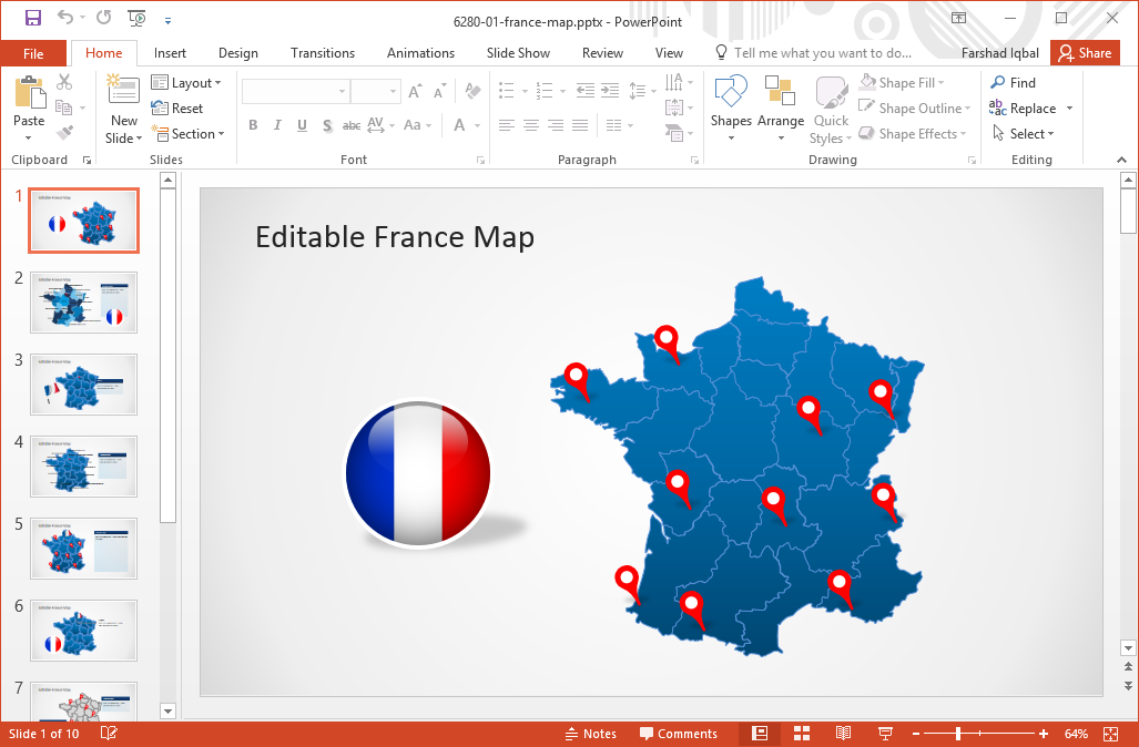 edytowalne-map-of-France-for-PowerPoint