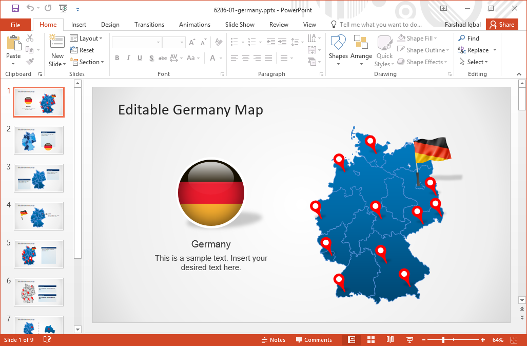 editabile-map-of-Germania-pentru-powerpoint