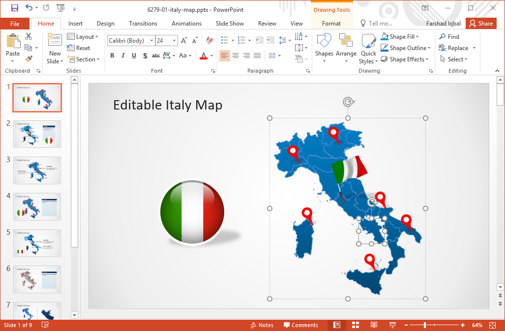 edytowalne-map-of-Włochy-for-PowerPoint