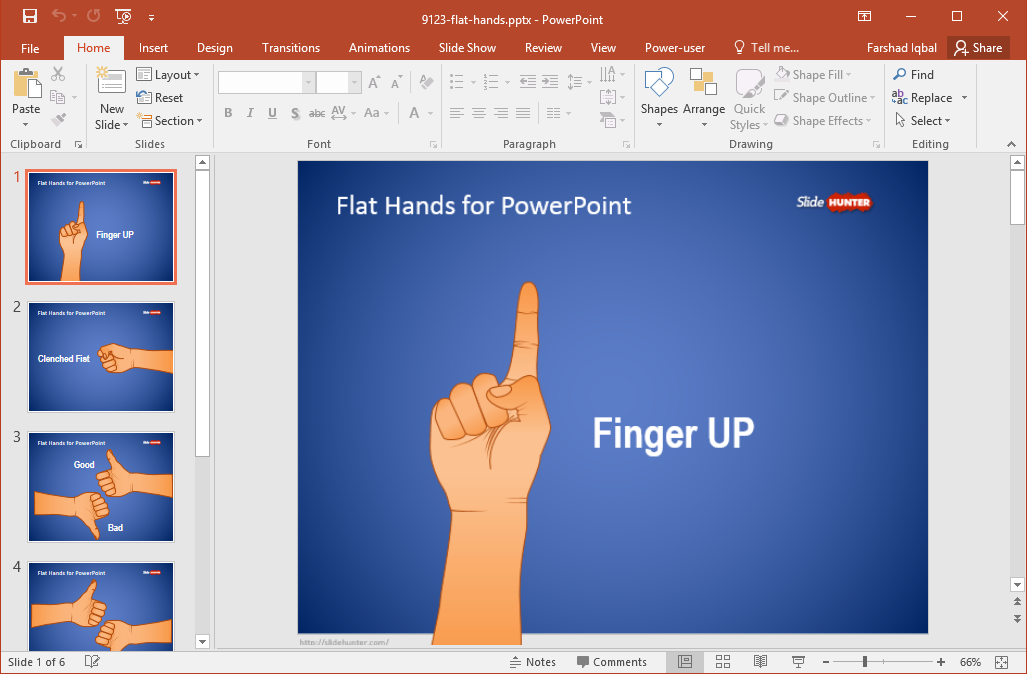 Free Hand Gestures Powerpoint-Vorlage
