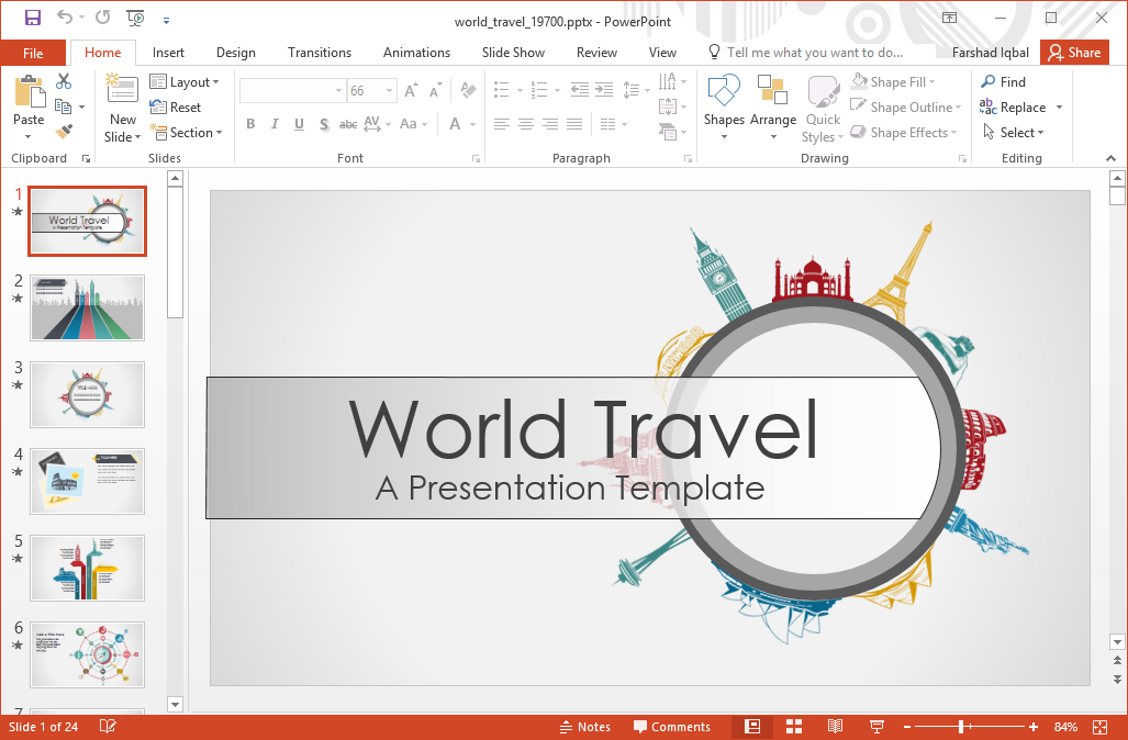 动画世界旅游的PowerPoint模板