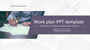 Templat PowerPoint rencana bisnis ungu elegan