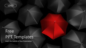 Siyah ve Kırmızı Şemsiye PowerPoint Şablonları