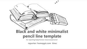 Schwarze und weiße einfache Bleistiftlinie PowerPoint