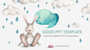 Cute cartoon rabbit PowerPoint Templates