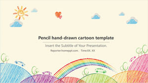 Modelos de PPT de desenhos animados desenhados à mão a lápis