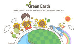 Grüne Erde-Cartoon-PowerPoint-Vorlagen