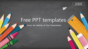 Stationery and Chalkboard Background PowerPoint Templates
