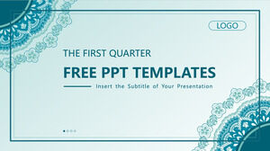 Blue Classical Pattern Business PowerPoint Templates