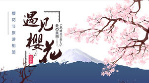 Modèle PPT d'album de voyage "Meet Cherry Blossom" peint à la main de vecteur téléchargement gratuit